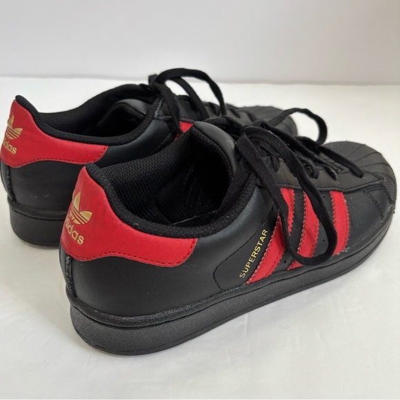 Adidas Superstar II Shoes Kids Black Red Stripe Classic Lace Up Casual Sneakers - Picture 10 of 12